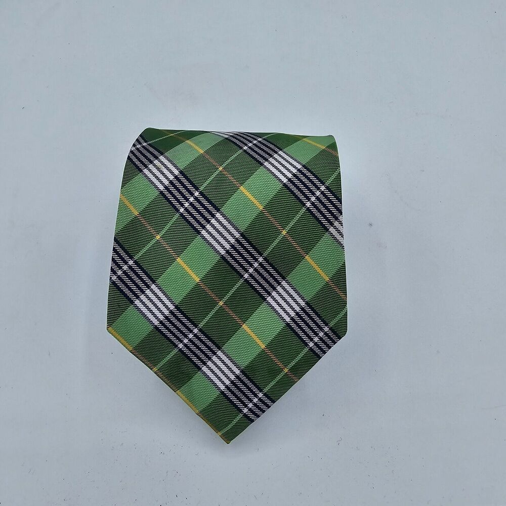 Mens Necktie Ralph Lauren Made in Italy Silk Green Geometric 58 X 3 In Vintage